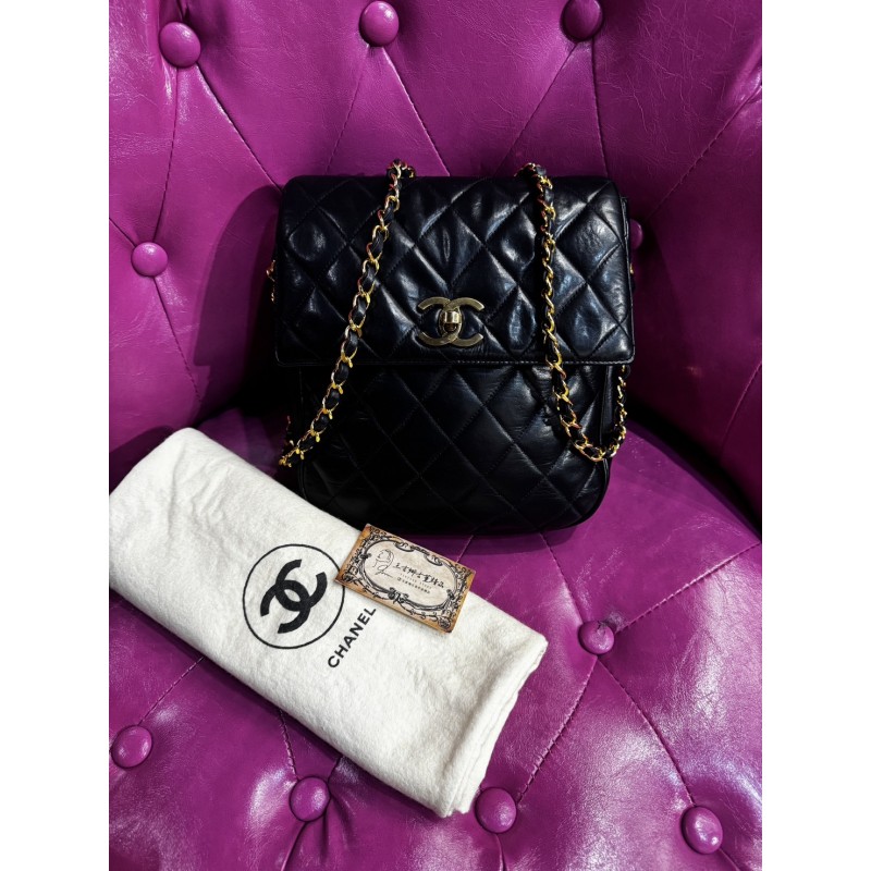 Chanel 藍黑菱格金鏈包